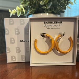 BaubleBar Yellow Hoop Earrings with Silver Accents
